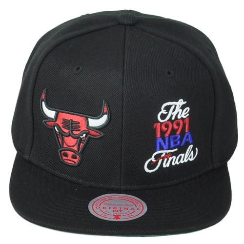 JORDAN Cappello con cappello piatto NBA Mitchell Ness Chicago Bulls 1991 finali nero snapback