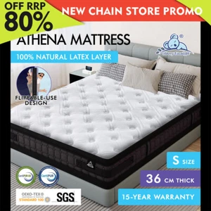 STARRY EUCALYPT Mattress Pocket Spring Single Size Latex Euro Top 36cm Athena - Picture 1 of 12