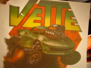 CHEVY VETTE GASSER VINTAGE 1970's MUSCLE CAR IRON ON TRANSFER B-21 - Picture 1 of 2