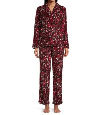 Cabernet Long Sleeve Notch Collar Long Pant  Paisley Print Fleece Pajama Set NWT - Image 1 of 4