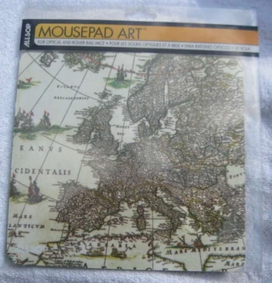 Allsop Europe Vintage Map Mousepad Art Optical Rollerball Mice 2007 Office 28606 - Image 1 of 4
