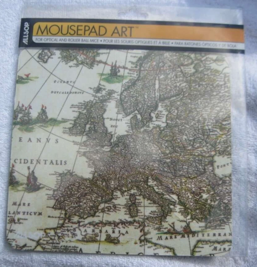 Allsop Europe Vintage Map Mousepad Art Optical Rollerball Mice 2007 Office 28606 - Image 1 of 4