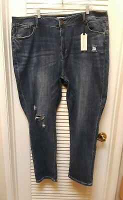 People Liberation Plus Size Girlfriend 24W 3X Distressed Ripped Blue Jeans Pants - Image 1 of 4
