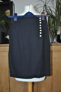 Falda lápiz Principles vintage talla 8 - envolvente azul marino con detalles de botones - Imagen 1 de 9