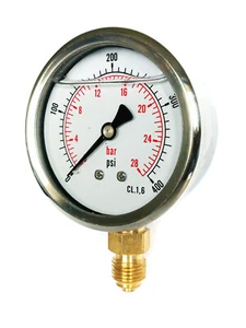 63mm DIAL GLYCERINE FILLED PRESSURE GAUGES VERTICAL 60.100.300,600,1500,10k PSI - Picture 1 of 9