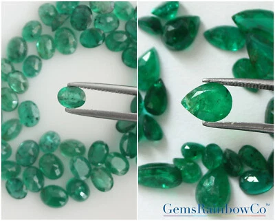Pera esmeralda natural, piedras preciosas sueltas facetadas ovaladas, esmeralda verde de Zambia, #965. Foto 1 de 4
