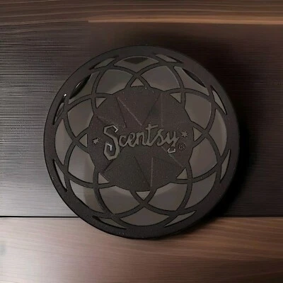Calentador de cera de metal redondo Scentsy de 5" soporte de remache bronce frotado con aceite retirado Foto 1 de 4