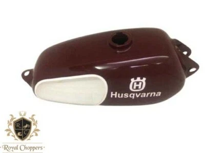 FIT FOR HUSQVARNA 1974 CR 250 WR 250 MAG REPRO MAROON PAINTED CHROME STEEL TANK - Image 1 of 4