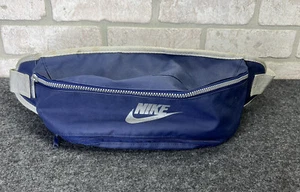 Vintage NIKE Fanny Pack Waist Bag Blue Large Gray Tag Swoosh Belt Bag - Bild 1 von 4