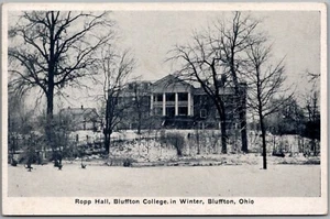 Postkarte Ropp Hall, Bluffton College im Winter, Bluffton, Ohio 1933 Jm - Bild 1 von 2