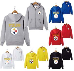 Pittsburgh Steelers Men's Full-zip Hoodie Sports Casual Hooded Sweatshirts Gifts