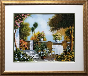 Guido Borelli "Un Romantico Caffe"  CUSTOM FRAMED HAND SIGNED ART  Italy  - Picture 1 of 4