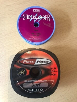 Shimano Surf Force Master 15 lb Mono Line y Aiken 40 lb Shockleader Line Foto 1 de 2