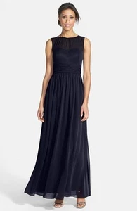 ELIZA J ILLUSION YOKE CHIFFON BLUE Size 10 GOWN DRESS NEW - Picture 1 of 4