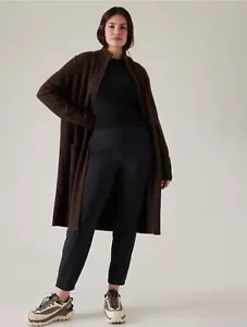 ATHLETA Alpine Spirit Chocolate Brown Wool Cashmere Open Cardigan M $259 - Picture 1 of 4