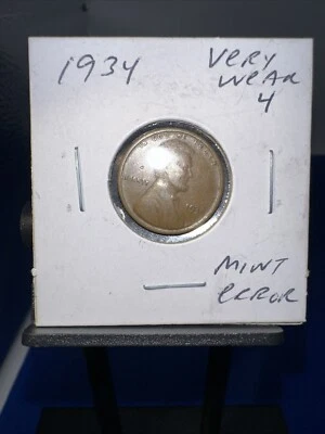 1934 Lincoln Wheat Cent Mint Error Very Weak Or Ghost 4 Very Rare - Image 1 of 4