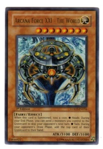 Yugioh- 1X Arcana Force XXI - The World - Ultra Rare - 1st - LODT-EN016 - NM - Picture 1 of 2