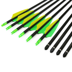 6/12Pcs 31" Pure Carbon Arrows Spine 400 OD 7.5mm Archery Hunting Shoot Target