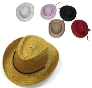 4 KIDS ASST COLOR STRAW COWBOY COWGIRL HAT child headwear childrens hats cap NEW - Picture 1 of 1