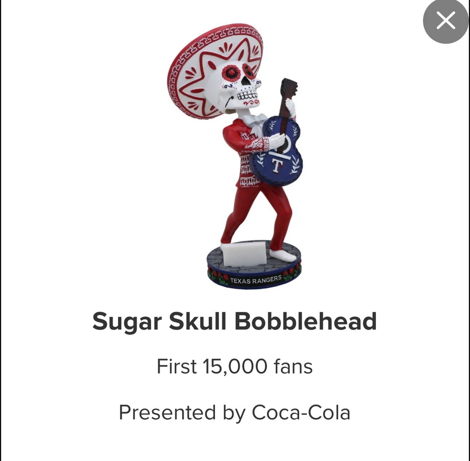 Bobblehead calavera de azúcar Texas Rangers SGA 20/09/25 Foto 1 de 1