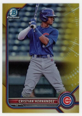 2022 Bowman Draft Chrome #BDC-111 Cristian Hernandez Gold Refractor /50 Cubs - Image 1 of 2