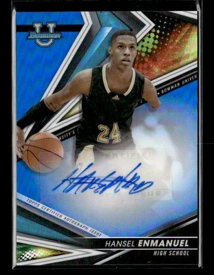 2022-23 Bowman University #BOA-HE Hansel Enmanuel 2022 Auto Blue Refractor /150 - Image 1 of 2