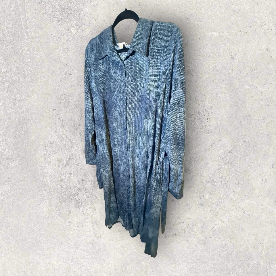 Vestido Camisa LuLaRoe Nuevo con Etiquetas Vestido Ellie Talla 3XL Azul Y Blanco Denim Look Estampado Foto 1 de 4