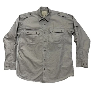 Cabela's Safari Series Shirt Mens Medium Gray Utility Field Travel Roll Tab - Picture 1 of 14