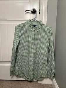 Ralph Lauren Kids Button Up Collared Shirt Green Plaid Youth XL - Picture 1 of 6
