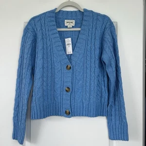 Cárdigan American Eagle Recortado Tejido con Cable Azul Talla Pequeña Preppy Clásico Nuevo con Etiquetas - Imagen 1 de 10