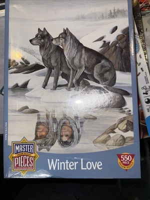 Master Pieces Puzzle WINTER LOVE Indian Wolf 550 Pc B.A Roberts Art SEALED 60997 - Image 1 of 4