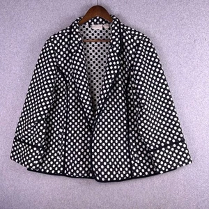 Giacca blazer Chico's donna 3 nero bianco a pois pile maglia aperta davanti accogliente - Foto 1 di 11