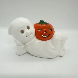 Vtg 90s Ceramic Ghost Candle Holder Funny Halloween Tongue Out Dance Spooky - Picture 1 of 8