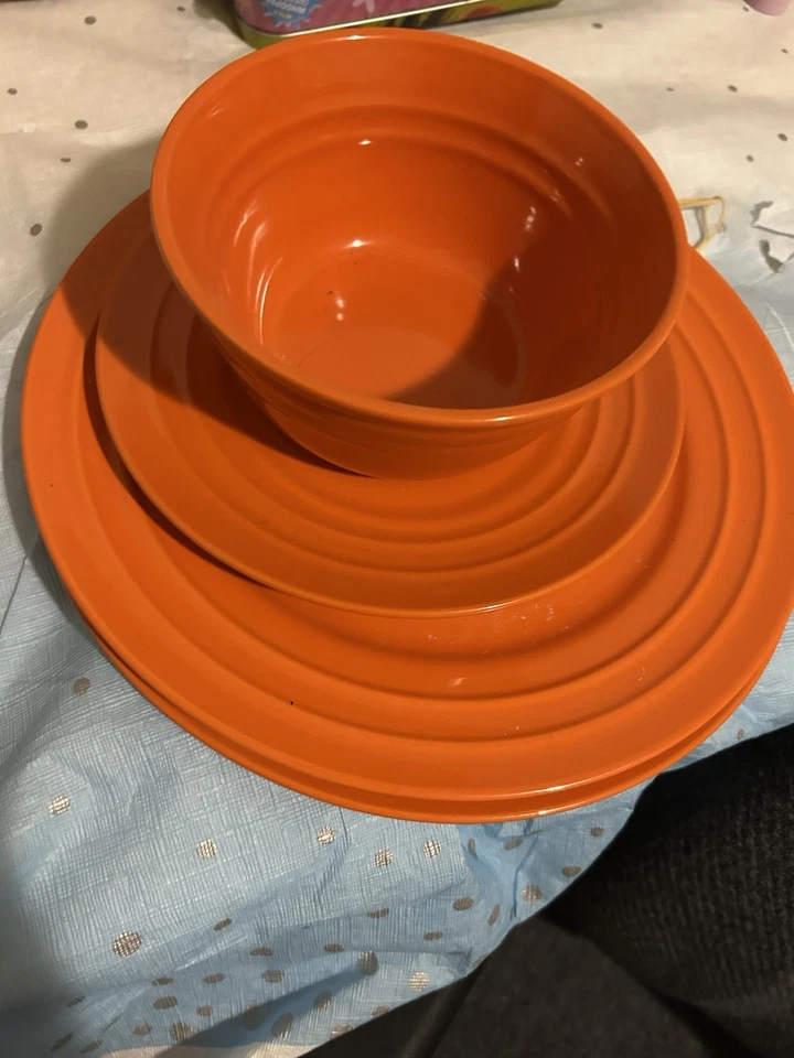 Rachel Ray Plates And Bowls Nice Orange Color Never Used - Image 1 of 1