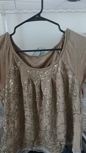 Charter Club Damen Olivgrün Kurzarm Leinen Luxus Top XL PETITE - Bild 1 von 3