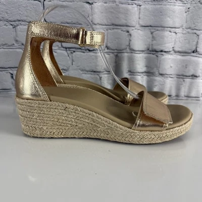 ABEO Riviera Ankle Sandals Gold Leather Metatarsal Shoe 8.5M Arch Support Cecile - Image 1 of 4