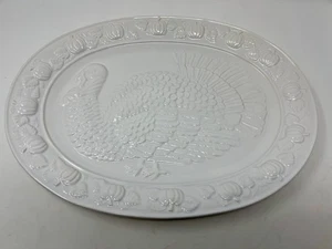 VERY RARE Vintage Stoneware 18" Oval Serving Platter Turkey with Original Box - Picture 1 of 6