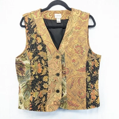 Chicos Tapiz Patchwork Chaleco Mujer Talla 2 Paisley Floral Boho Foto 1 de 4