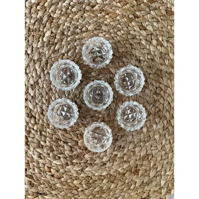 Vintage faceted glass salt cellars salt cellars, set of 7 - Image 1 of 4