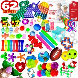 62 Pack Fidget Toys Set Sensory Party Favors Gifts for Kids Adults Stress Rel... - Picture 1 of 7