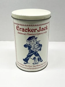Barattolo di latta vintage Cracker Jack 1980 replica 8” vuoto con coperchio - Foto 1 di 11