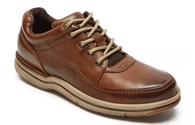 Zapatillas Clásicas Rockport World Tour, Cuero Marrón, Para Hombre Talla 9 N Estrechas Foto 1 de 4