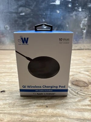 Just Wireless 10W Qi Wireless Charging Pad with 4ft Cable iPhone Android Black - Image 1 of 4