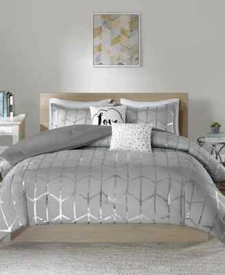 Intelligent Design Zoey Metallic Triangle Print Comforter Set, Twin/XL Twin NWT - Image 1 of 4