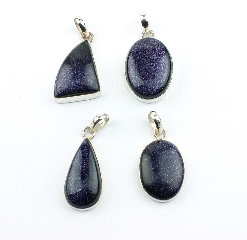 Avventurina Pendente Pietre Preziose Prese IN Color 925 Argento Accessorio di - Immagine 1 di 1