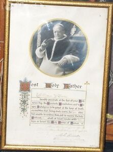 POPE Pius XI Apostolic Blessing Plenary Gelatin Photo Papal Seal Sign 1923 Irish