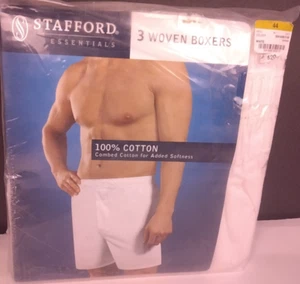 Stafford Mens 100% Cotton Package Of 3 White Woven Boxers Size 44-New. (70.1) - Picture 1 of 9
