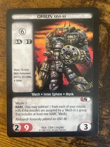 Battletech CCG TCG Card Game Rare Limited Ed Orion ON1-M - Picture 1 of 1