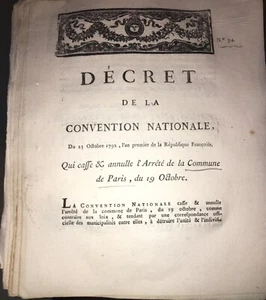 RÉVOLUTION.DOCUMENT SUR LA COMMUNE DE PARIS . AN PREMIER(1792). - Picture 1 of 1