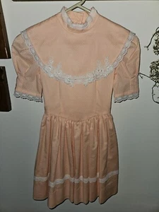 Vintage 1980's Girls Custom Sewn Peach Dress Size 5 - Picture 1 of 5